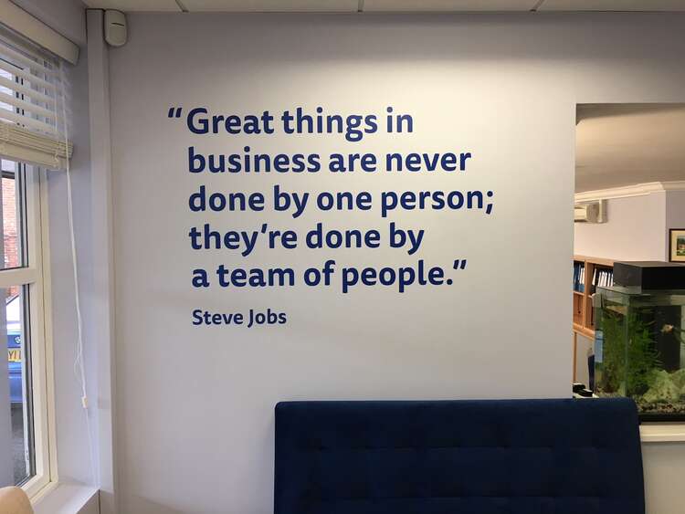 Quote from Steve Jobs inside the AJC Carpentry Office